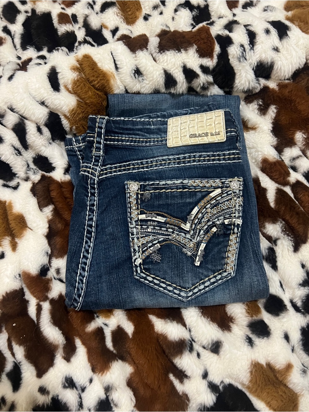 Grace Embellished Dark Blue Skinny Jeans